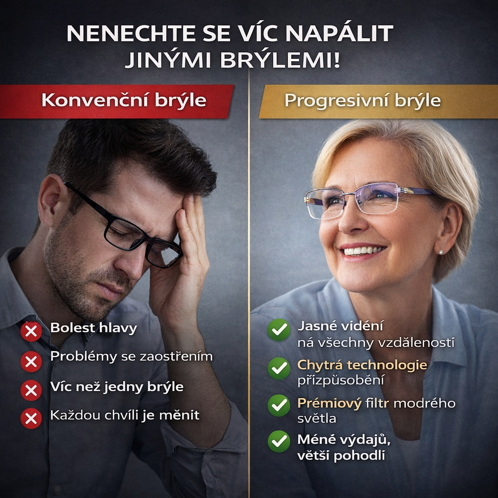 1+1 ZDARMA DNES! Jediné chytré samonastavitelné brýle Ray™ (Jasné vidění nablízko, na střední vzdálenost i do dálky v jedněch brýlích) l Ochrana proti modrému světlu a UV záření + Kožené pouzdro ZDARMA l 30denní záruka na vyzkoušení