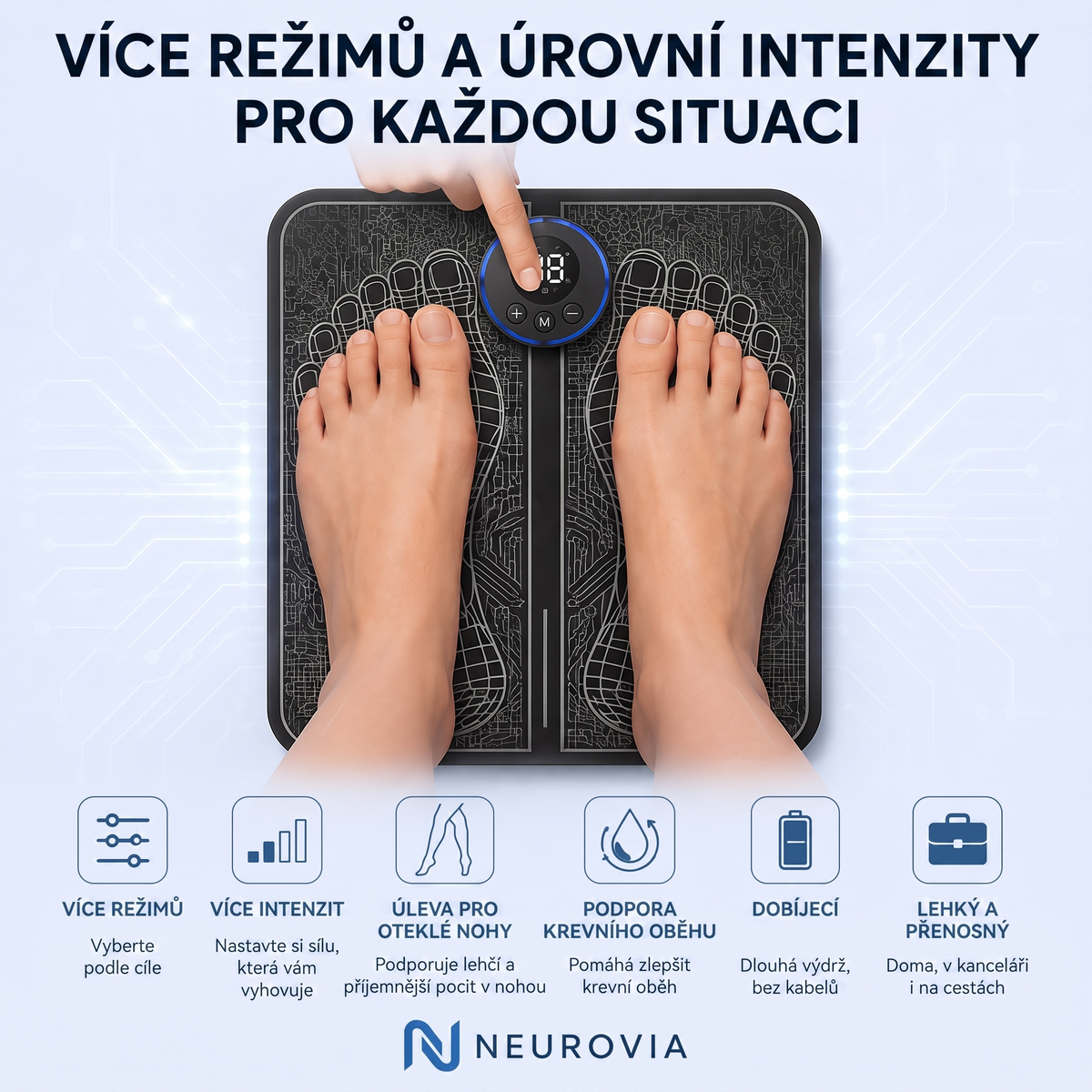 Neurovia™ EMS aktivátor nohou pro nateklé, těžké nebo oslabené nohy – pro domácí použití